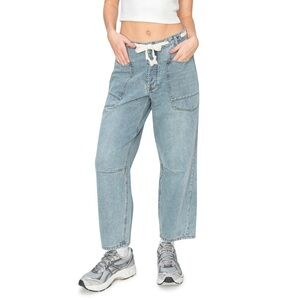 Cali1850 Low Slung Barrel Cargo Medium Wash Blue Denim Jeans Size 11/30